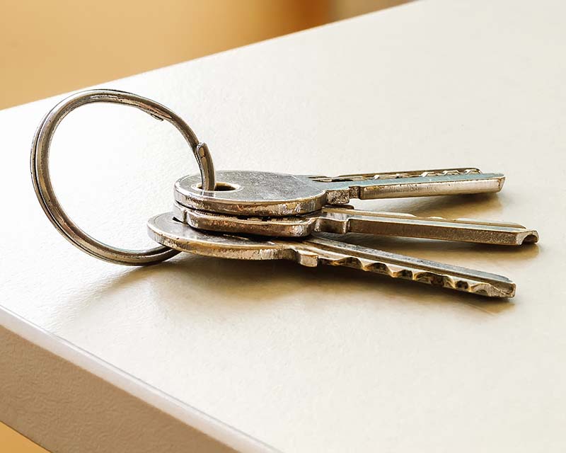 Metal keys on a table