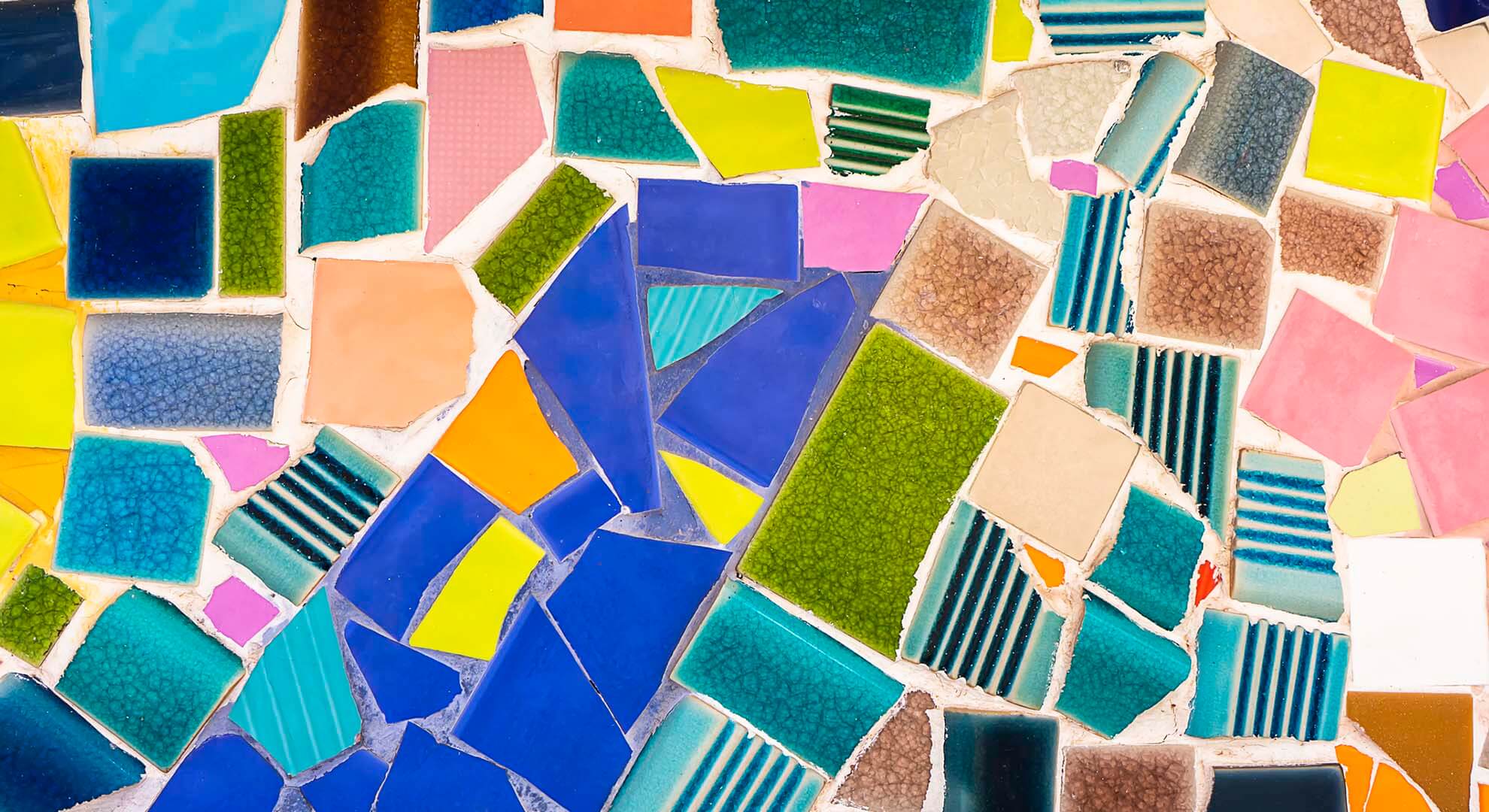 broken tiles recycled into a mosaic