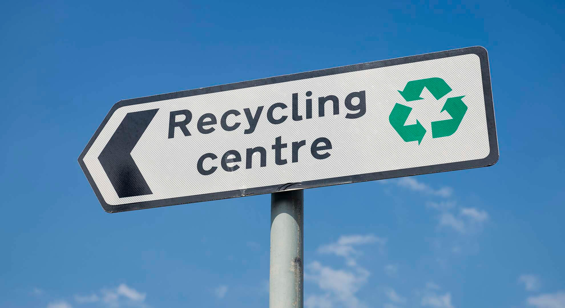Recycling centre signpost