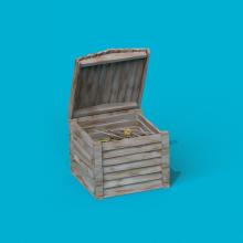Wooden crate on a blue background