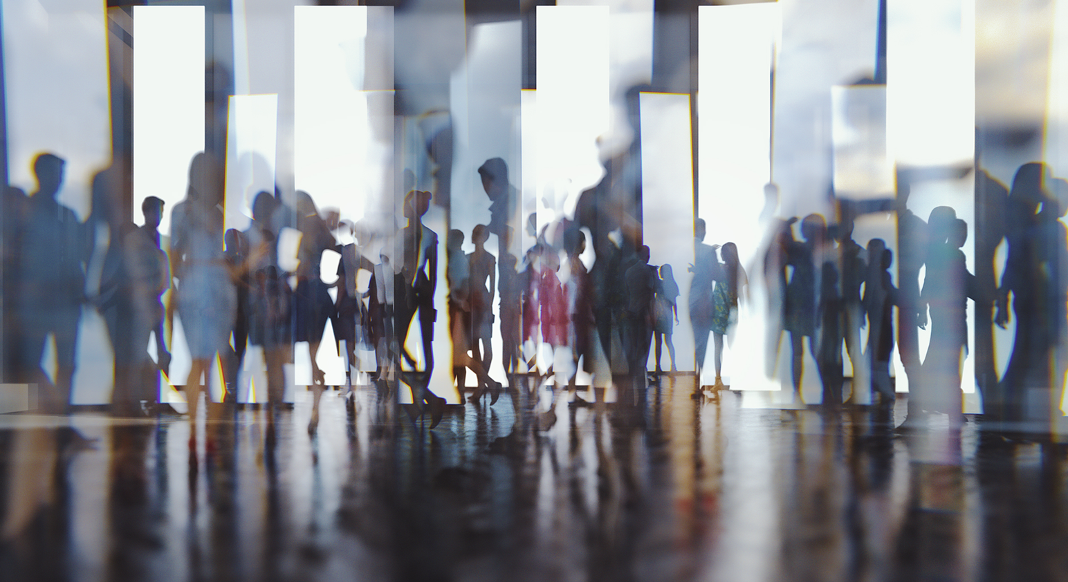 An abstract image showing lots of people