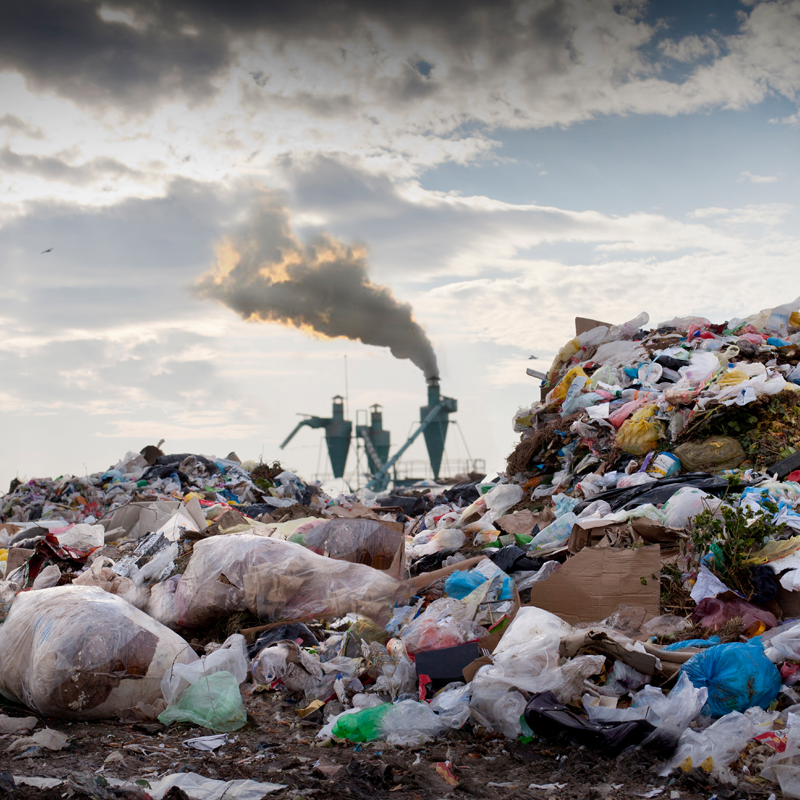 A landfill site with a waste burning plant
