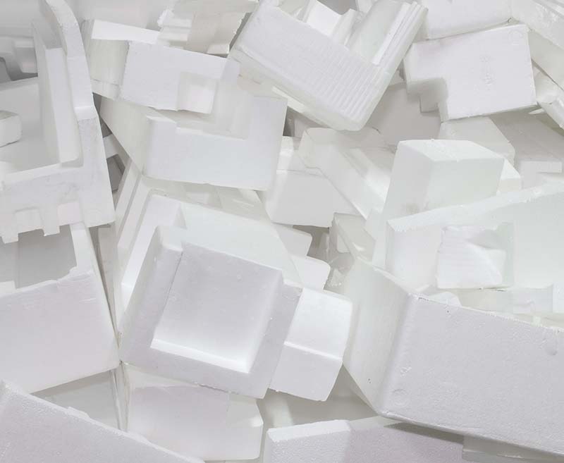 multiple polystyrene packaging containers