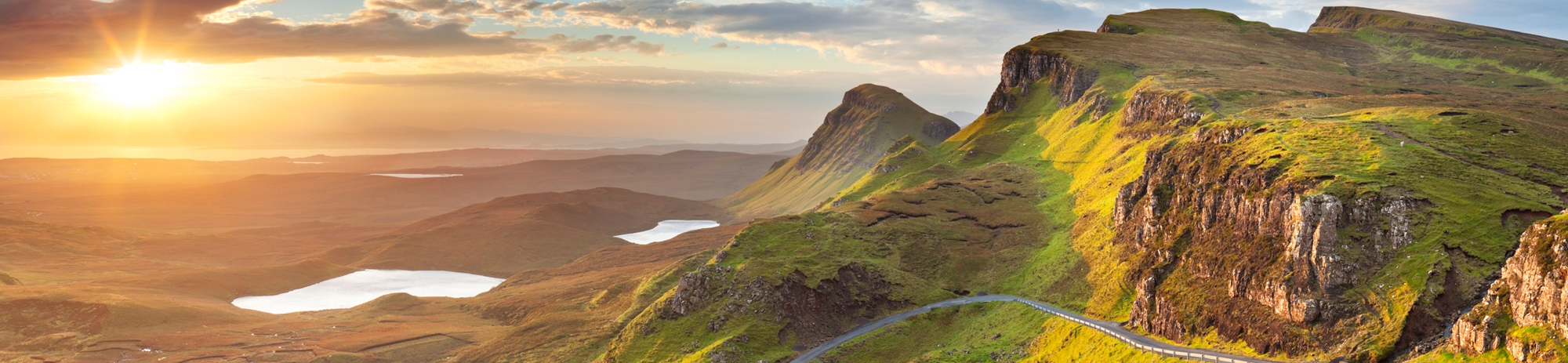 Scottish hills basking in sunlight