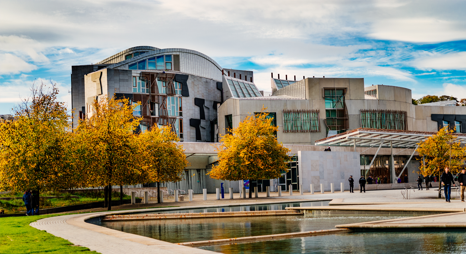 The outside of the Scottish Parliament building