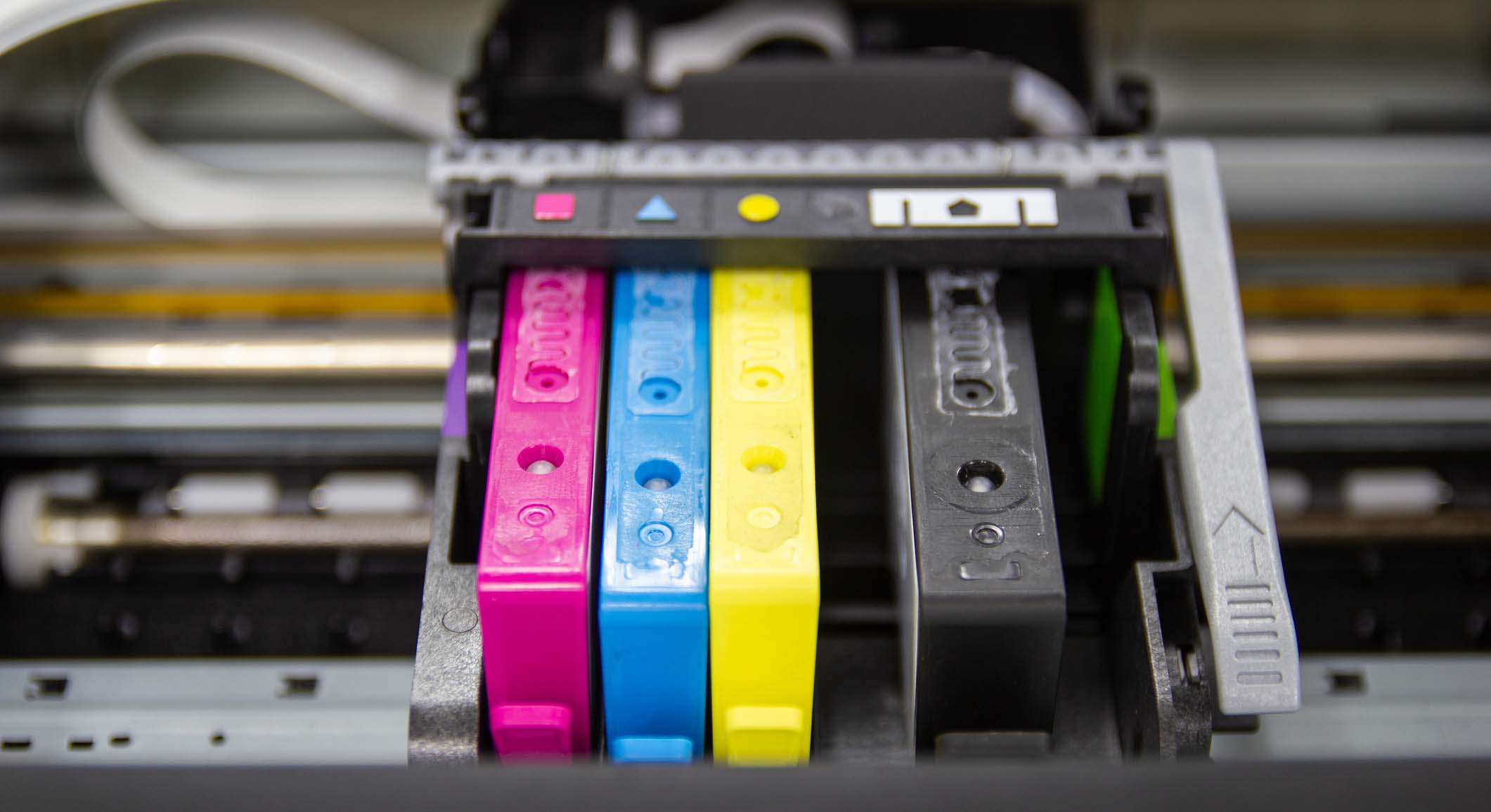 Ink cartridges in a printer