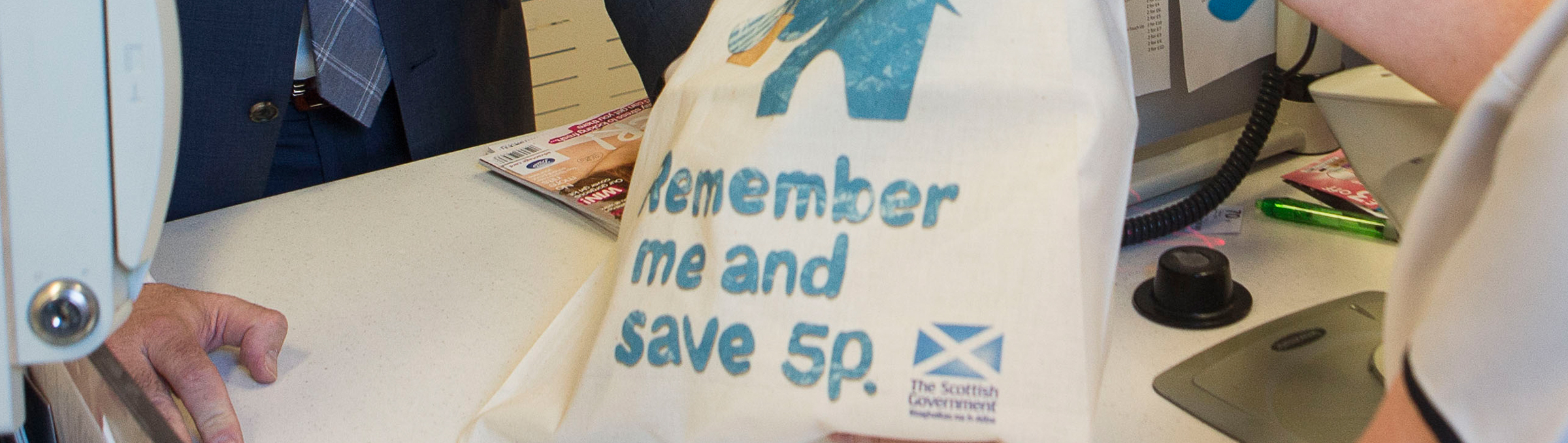 Reusable carrier bag on a table