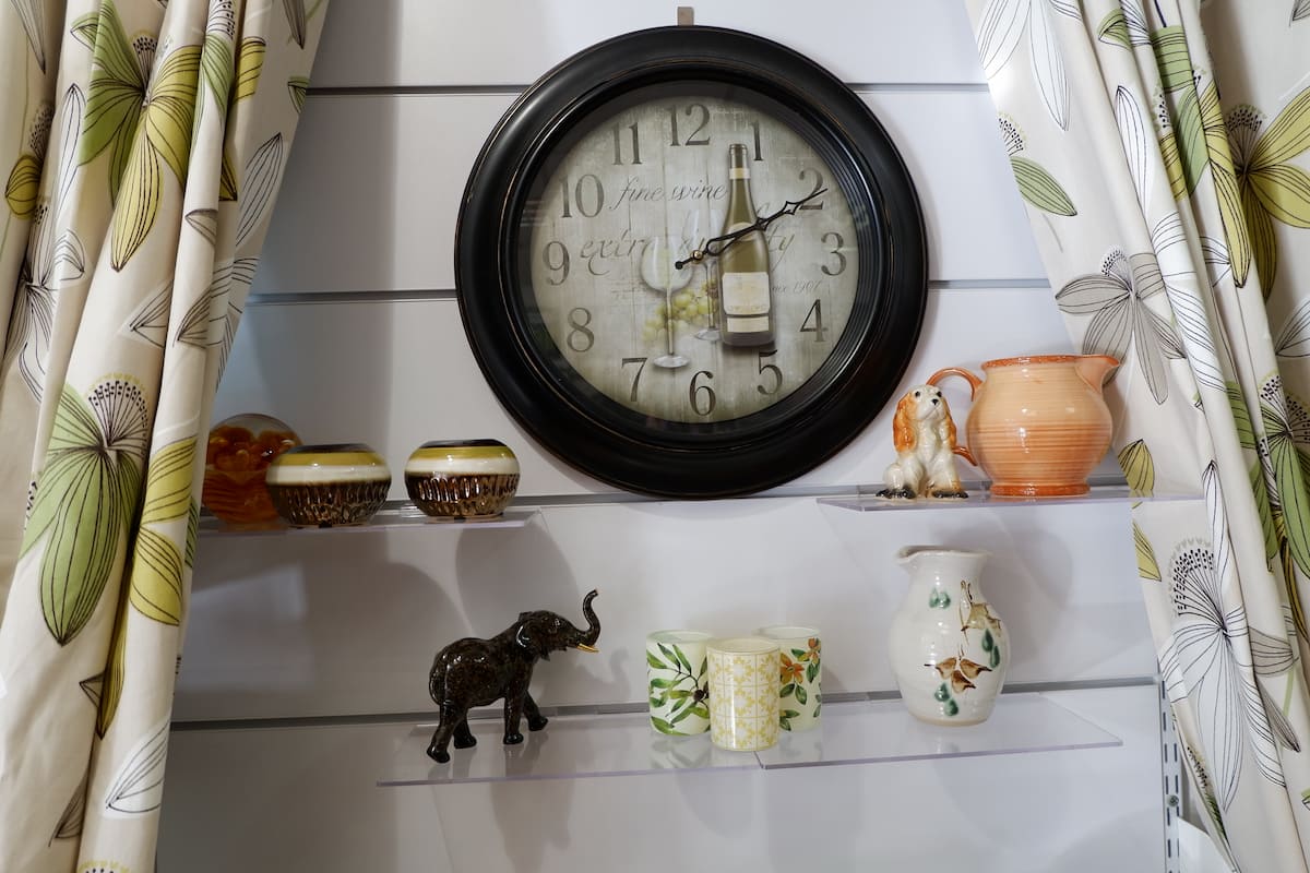decorative shelving in a homeware shop