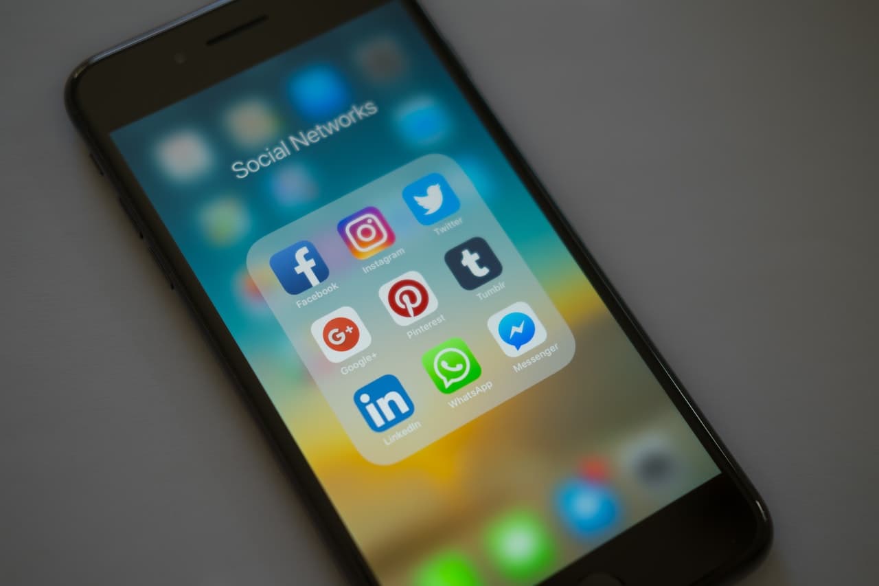 phone with social media apps
