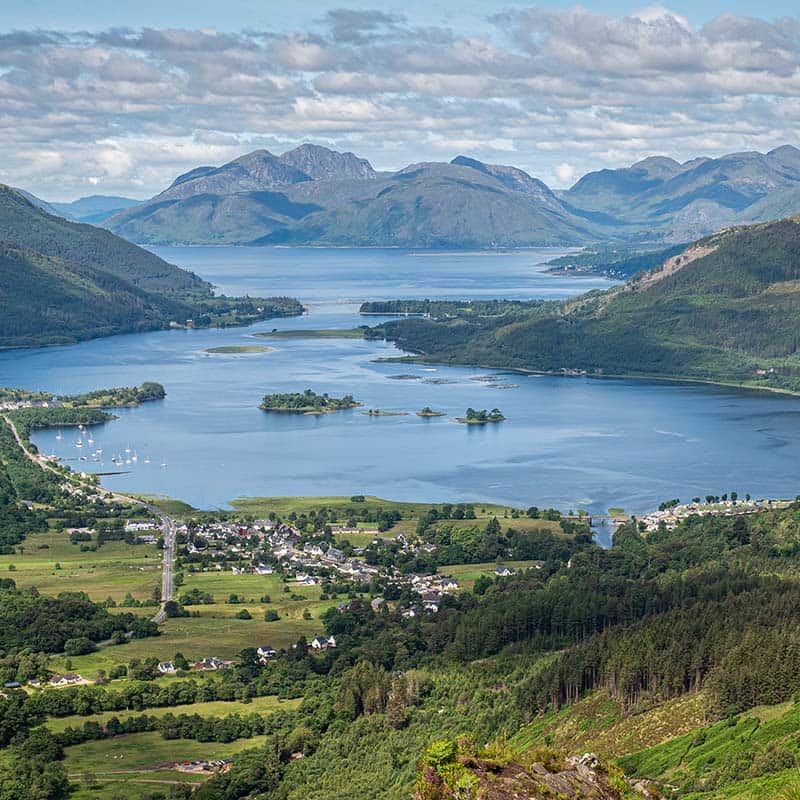 Photo of a Scottish landscape looking down on a loch