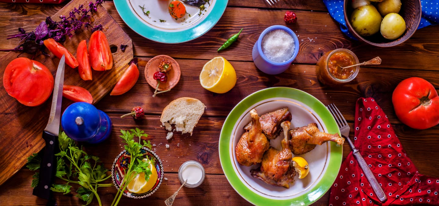 Table with food laid out