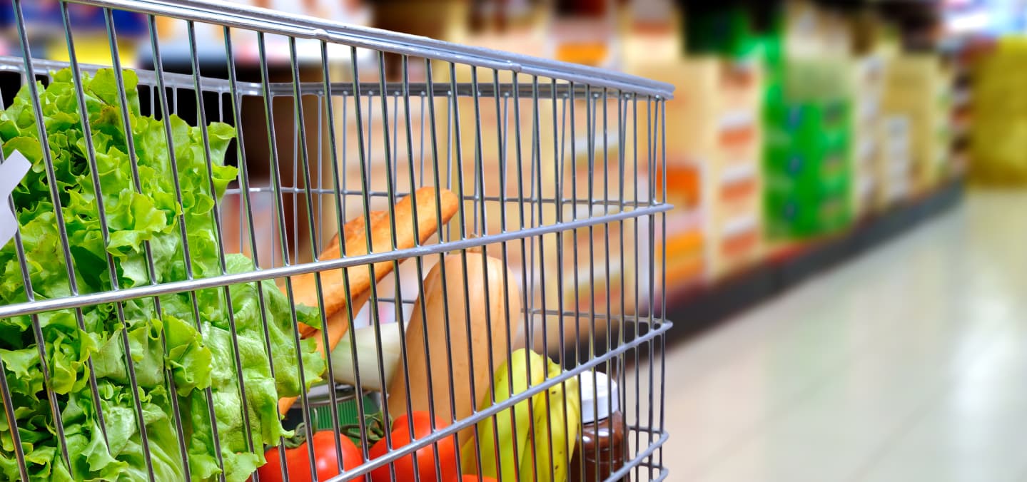 trolley of vegetables at a supermarket 