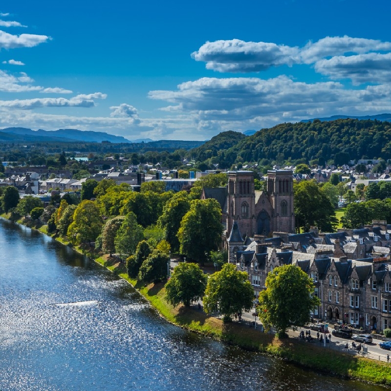A wide-shot of Inverness and the River Ness