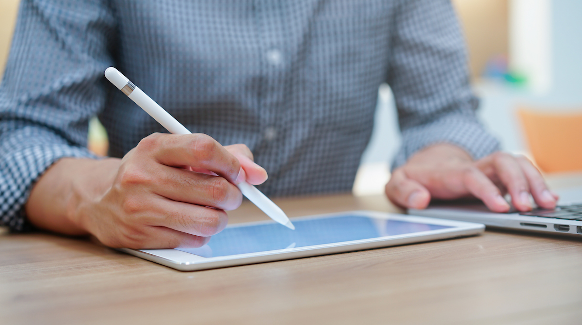 Man working on a tablet