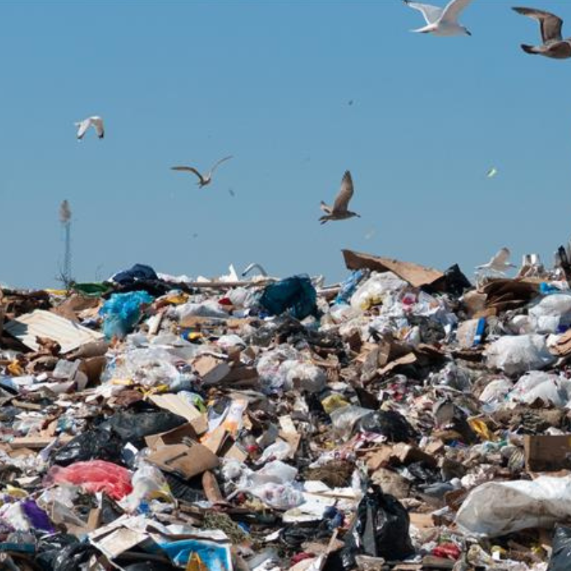 Landfill site full of waste